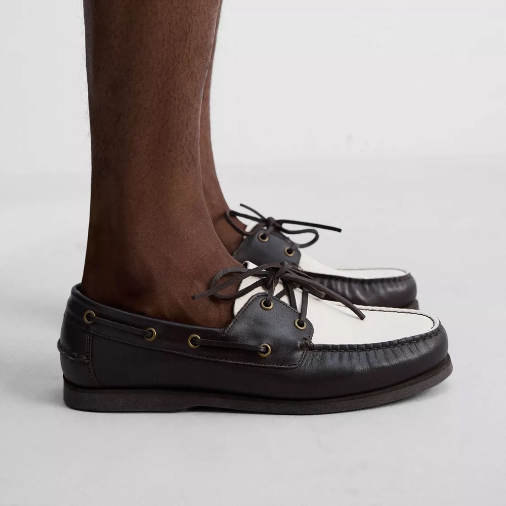 Zara Mens Leather Deck Shoes US 11
